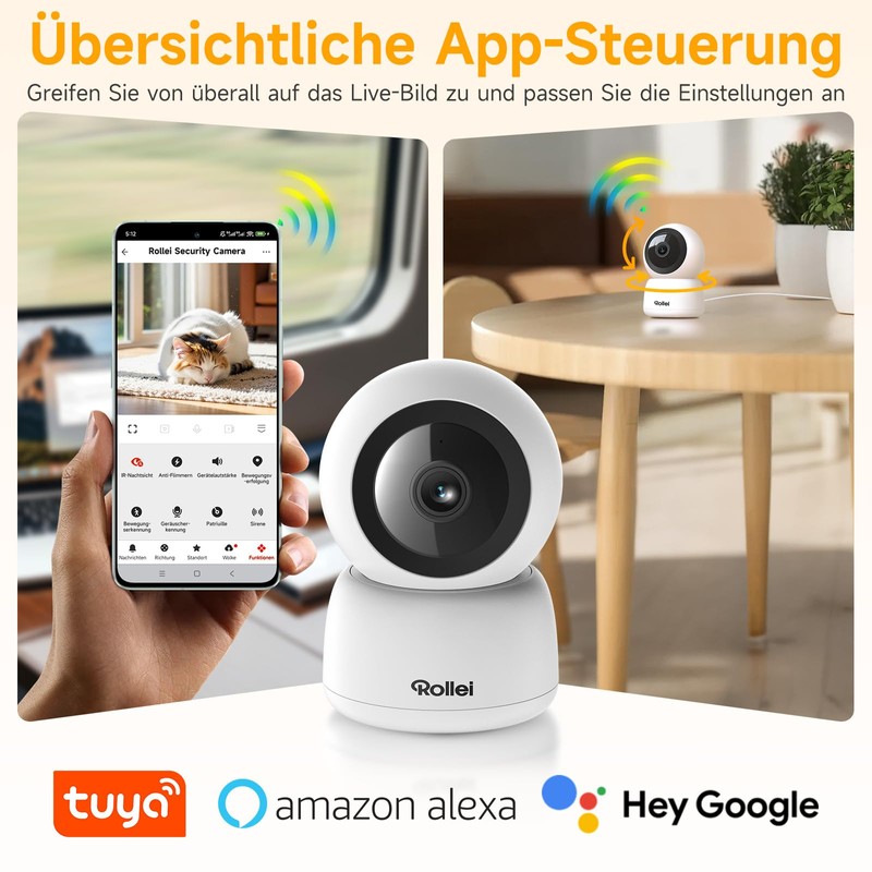 Rollei Indoor Security Camera, 360° Indoor Security Cam IPC-88 Camera,