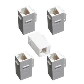 zhongguozhejianyapu 5-Piece RJ45 Coupler in-line Adapter Keystone, Female to Female Network Connector, for Ethernet CAT6 Cable Socket Panel Distribution Frame Extender, with Gold-Plated White