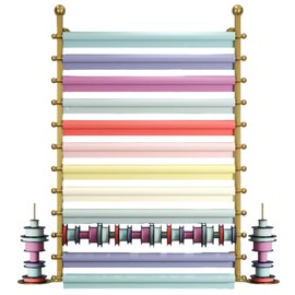 FWTXZTER Wrapping Paper Wall Rack, 12-Layer Wrap Organizer Storage, Wall Mount Ribbon Dispenser Holder Wrapping Station Display Racks for Craft Room Flower Shop (Golden)