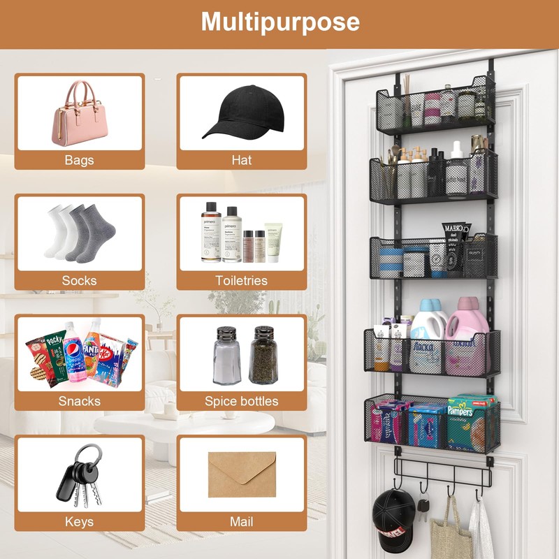 VyGrow Over The Door Organizer, Metal Door Organizer Hanging with