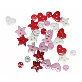 Shelly's Buttons and More Mini Valentine Shape Buttons - Doll- Quilt Sewing 2 hole - Shelly's Buttons