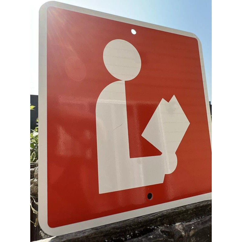 Orange LIBRARY Reading Book Metal Sign 6”x6” (NEW)