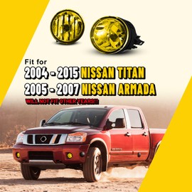AUTOFREE Fog Lights Compatible with 2004-2015 Nissan Titan/ 2005-2007 Armada Driving Lamp Assembly with Bulbs 899 12V 37.5W- 1 Pair (Yellow Lens)