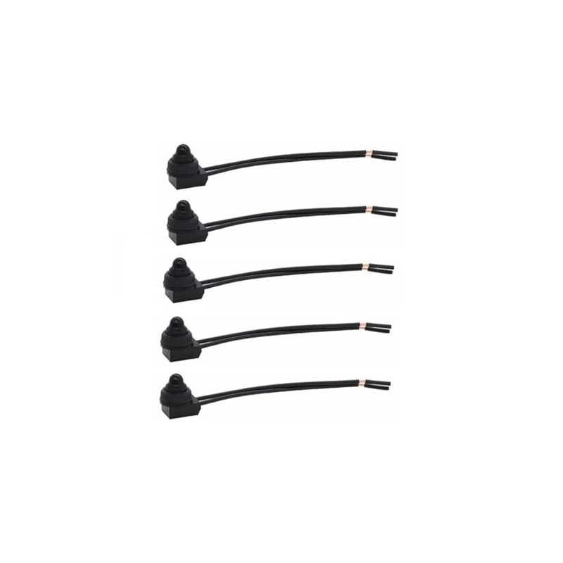 Aofan 12V Waterproof Push Button Switch (5 Pack) - SPST