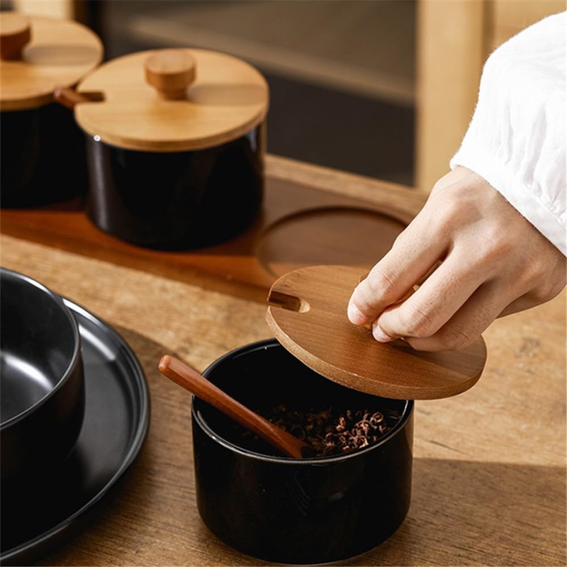 OnePine 220ml/7.74 oz Kitchen Condiment Container, Ceramic Sugar Bowl with