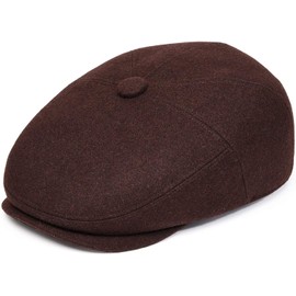 Newsboy Cap for Men, Flat Cap, Ivy Hat Wool Blend, Mens Caps, Gatsby Hat Brown