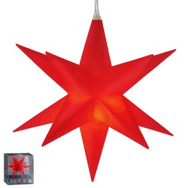 Luminous Star 3D Red 12 Prongs for Hanging Diameter 11 cm Timer Function 3 m Supply Cable Christmas Lighting (1 x LED Star Red)