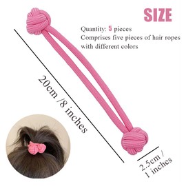 Miupoo Knotted Button Hair Tie Set,Knot Scrunchies Elastic Rubber Band Hair Ropes for Women,High Ponytail Tie Hair Rope Stretchy Thickened Durable for Thick and Long Hair,5Pieces