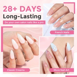 Luckyfairy Almond Nail Tips, 504PCS Pre Etched Half Cover Fake Nails Tips, 12 Sizes Medium Almond Shape Clear Soft Natural Acrylic Press On Gel Nail Extensions DIY Salon