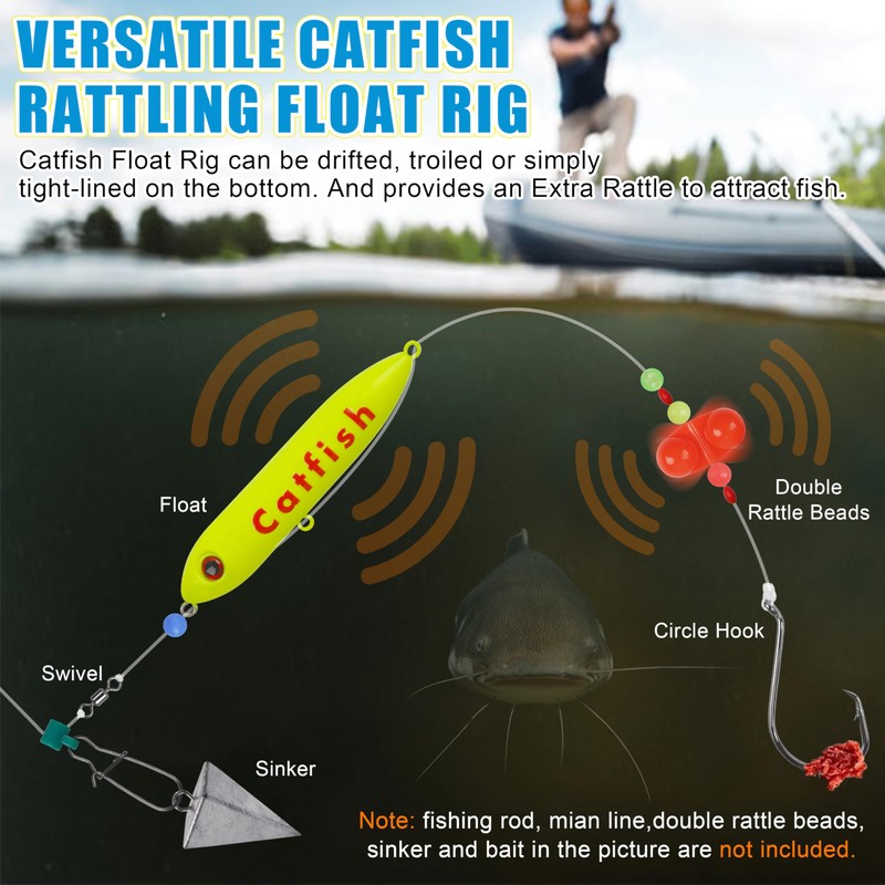 FUSIGO Catfish Rattling Line Float Lure Demon Dragon Catfish Floats