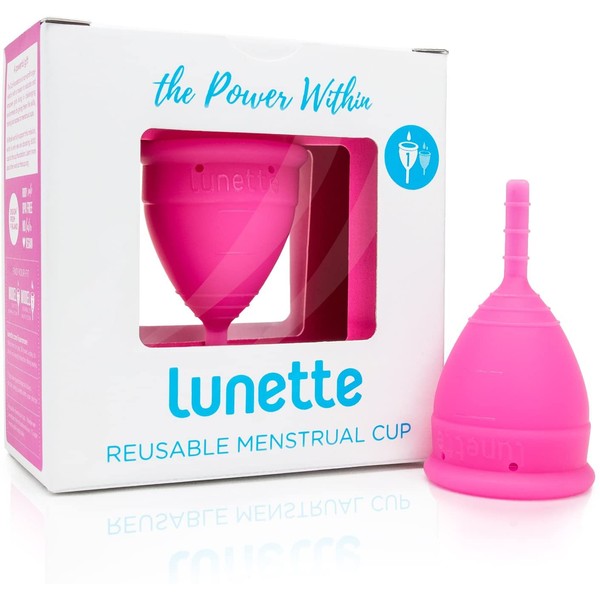 Lunette Menstrual Cup - Pink - Reusable Model 1 Menstrual Cup for Light Flow