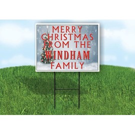 WINDHAM MERRY CHRISTMAS FROM 18 in x 24 in Yard Sign Road Sign with Stand, Single Sided