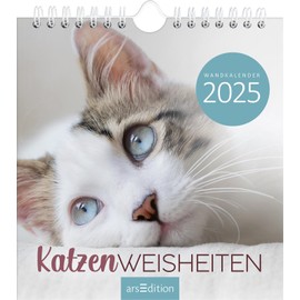 Wandkalender Katzenweisheiten 2025: Monatskalender 2025, mit 12 heraustrennbaren Postkarten für Katzenfreunde