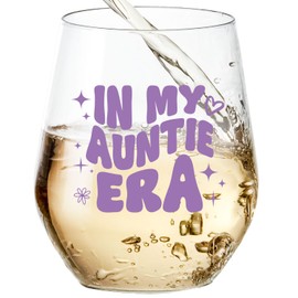 Aunt Gifts from Niece, Nephew | In My Auntie Era | Auntie Gift Ideas For Aunt To Be, Promoted To, Pregnancy Announcement, Birthday, Mothers Day, Christmas | 15oz Stemless Wine Glass