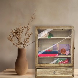 11×14 Wood Shadow Boxes Display Cases with Removable Shelves and Drawers,Shadow Box Photo Frames Deep ,Memory Boxes for Keepsakes for Display The Pictures, Collections, Medals, Bouquet (Carbon)