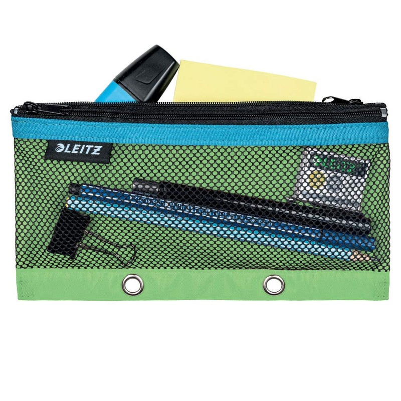 Leitz 2 Pocket Pencil Case Wallet with Eyelets, Green, Urban