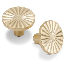 Yagman 10 Pack Kitchen Cabinet Knobs Round Sunflower Dresser Knob Modern Drawer Hardware Cupboard Handles Furniture Knobs for Bathroom Single Hole Knobs for Wardrobe Brushed Gold TYH-BG-K10