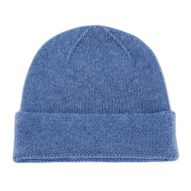 Love Cashmere Herren 100% Kaschmir-Mütze Hut - Denimblau - Handgefertigt in Schottland - UVP €120