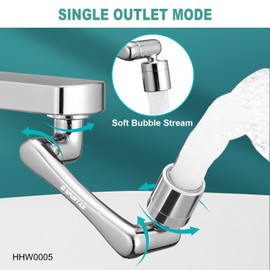 Spurtar 1440° Sink Faucet Extender for Toddlers, Faucet Aerator with Filter Swivel Silver Faucet Attachment, Multifunctional Rotatable Single Mode Fit for Bathroom Kitchen Tap G 1/2", 55/64",15/16"