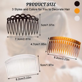 18Pcs French Side Combs, FULANDL Plastic Side Combs Hair Twist Decorative Comb with Teeth, Slides Comb Clips for Women Wedding Thick Fine Hair Bridal Veil Girls