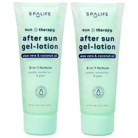 SpaLife SpaLife After-Sun-Gel Lotion and Moisturizer for Sunburn Refelief - Two in One Formula, Infused with Aloe, Coconut Oil and Hyaluronic Acid - 2 Pack
