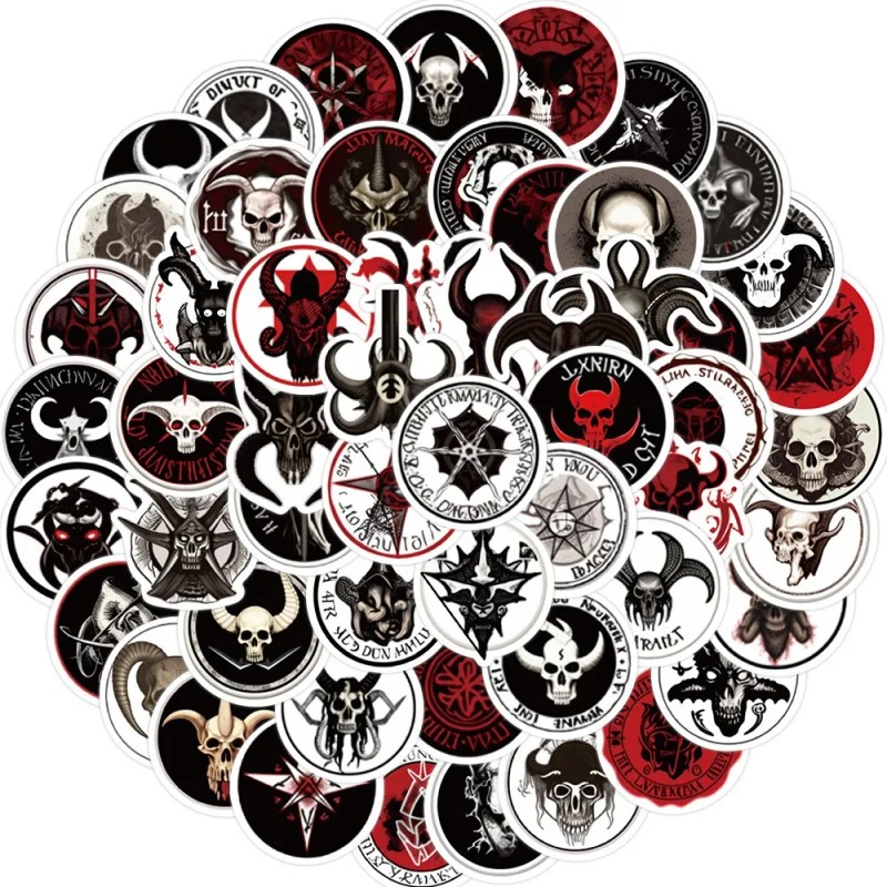 Calaveras Signos Góticos 50 Calcomanias Stickers Pvc Vs Agua Calaveras