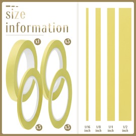 Xuniea 10 Rolls Pinstripe Tapes Vinyl Thin Automotive Masking Tape for Curves Automotive Car DIY Craft Back to School Painting Painter Art Gift, 33 Meters for Each Roll(Yellow,1/16,1/8,1/4,1/2inch)