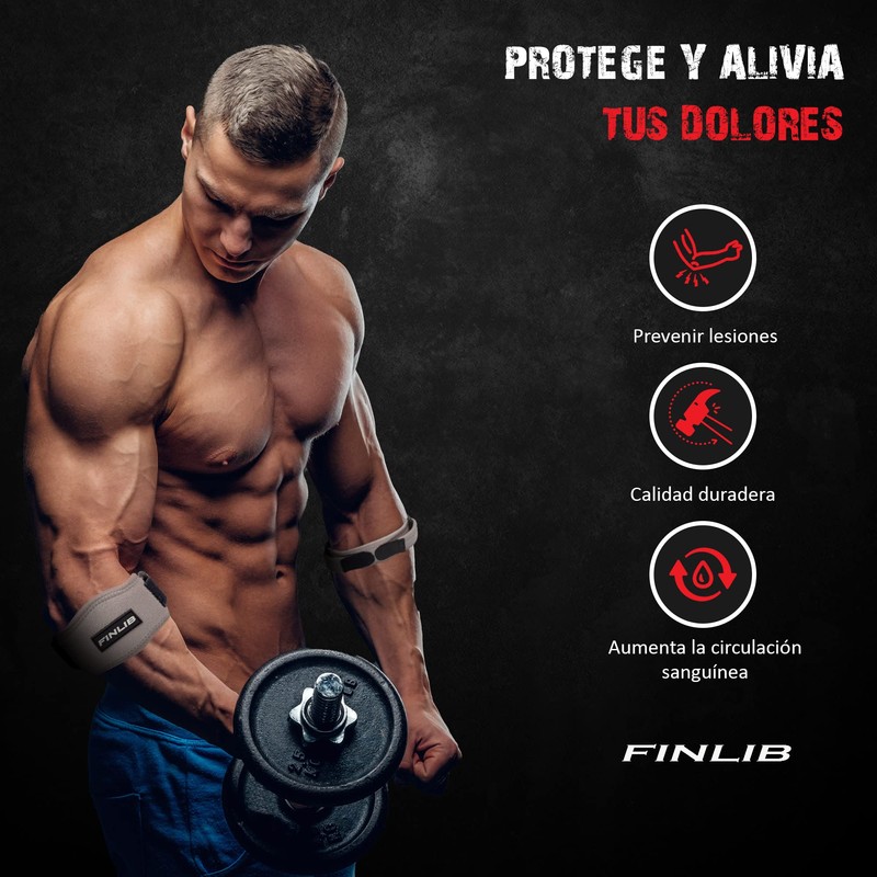 FINLIB 2 x Epicondylitis and Tendonitis Protect and Relieve Forearm