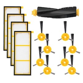 Replacement Accessories Kit for Shark ION Robot RV700 RV720 RV750 RV750C RV755 Robotic Vacuum Cleaner, 4 Filters, 8 Side Brushes, 1 Main brush