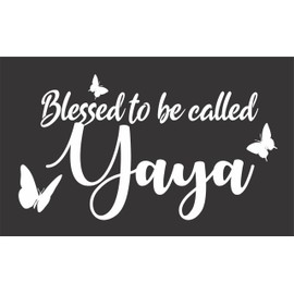 Barking Sand Designs Blessed to be Called Yaya Butterflies Grandma- Die Cut Vinyl Window Decal/Sticker for Car/Truck (White)