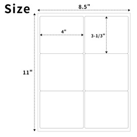 3-1/3" x 4" Shipping Labels,Printable White 6 UP Labels for Laser/Inkjet Printers,Self Adhesive FBA Address Labels Matte Mailing Label Stickers(200 Sheets, 1200 Labels)
