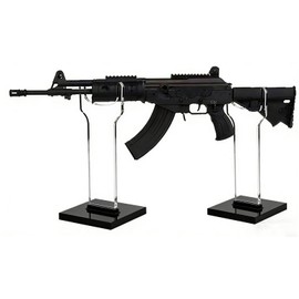 JUTSTJUKO Gun Display Stands,Acrylic Rifle Stand,Gun Stands for Rifles, Clear+Black Sturdy and Durable Gun Display Case for Rifles/Shotguns/Sniper Rifles(6+8"/8+10" High) Sold AS 2pcs (8+10”)