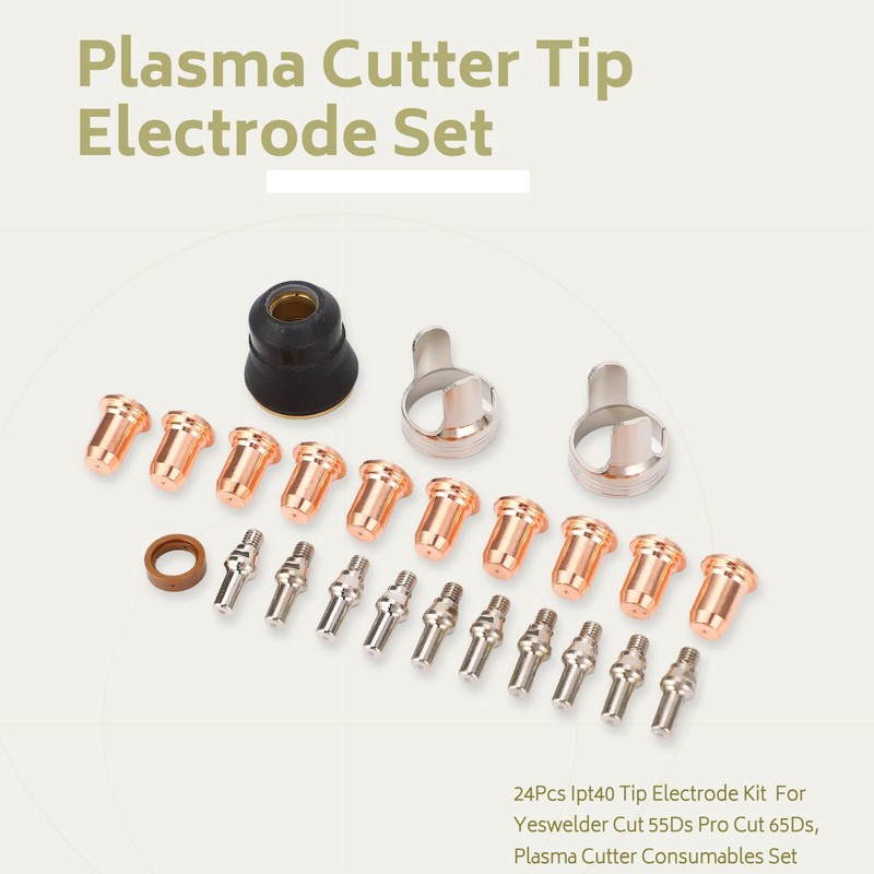 Plasma Cutter Tip Electrode Set,24Pcs IPT40 Tip Electrode Kit for
