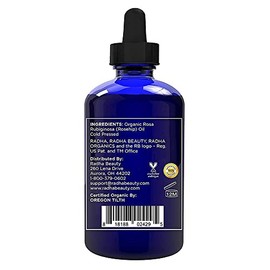 Radha Beauty Aceite de Rosa Mosqueta Orgánico 100% Puro, 120 ml