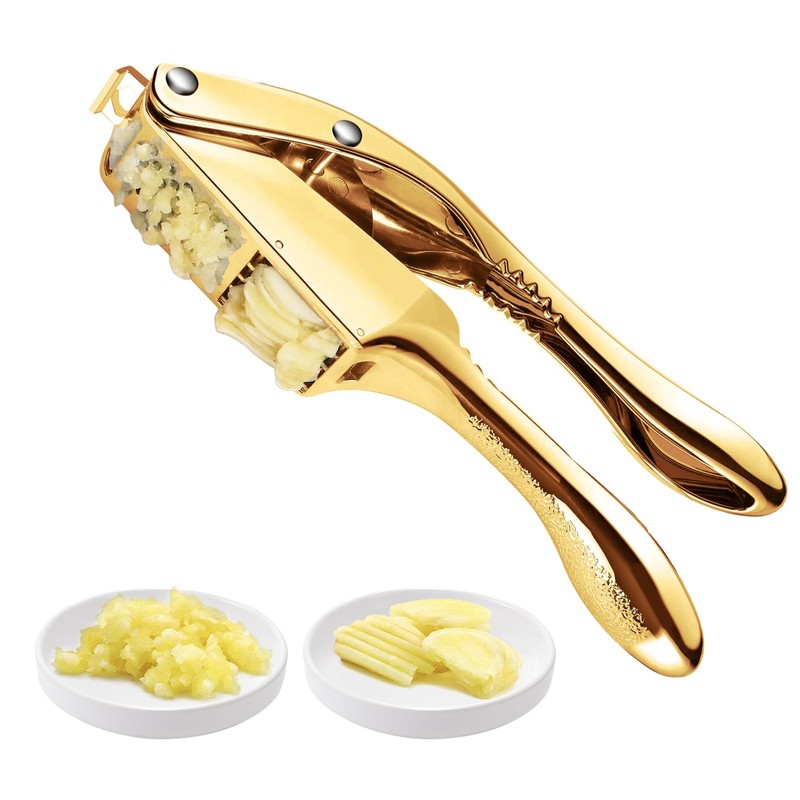 Garlic press and slicer 2 in 1,Effortlessly Crush, Slice, and