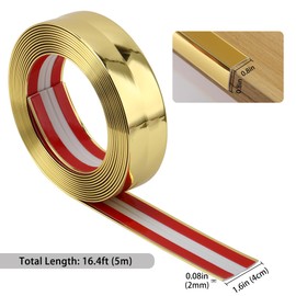 Taaizau Peel and Stick Wall Molding Trim, Multifunctional Corner Guards & Caulk Strip Baseboard for Floor, Door Frame Protection (Shiny Gold, 16.4ft x 1.6inch)