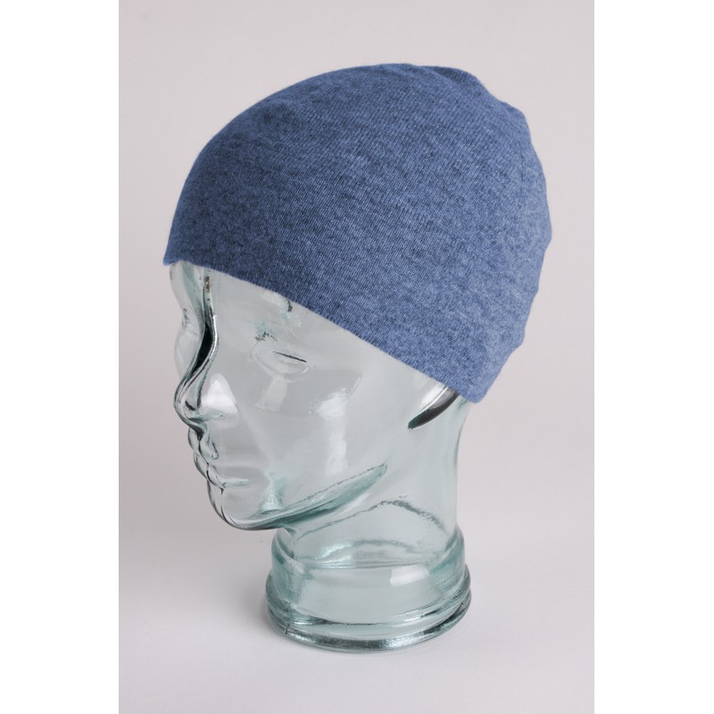 Love Cashmere Herren 100% Kaschmir Rollmütze Hut - 'Denimblau' -