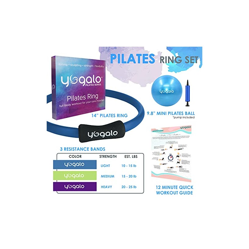 Yogalo Pilates Ring and Ball Set with Resistance Bands