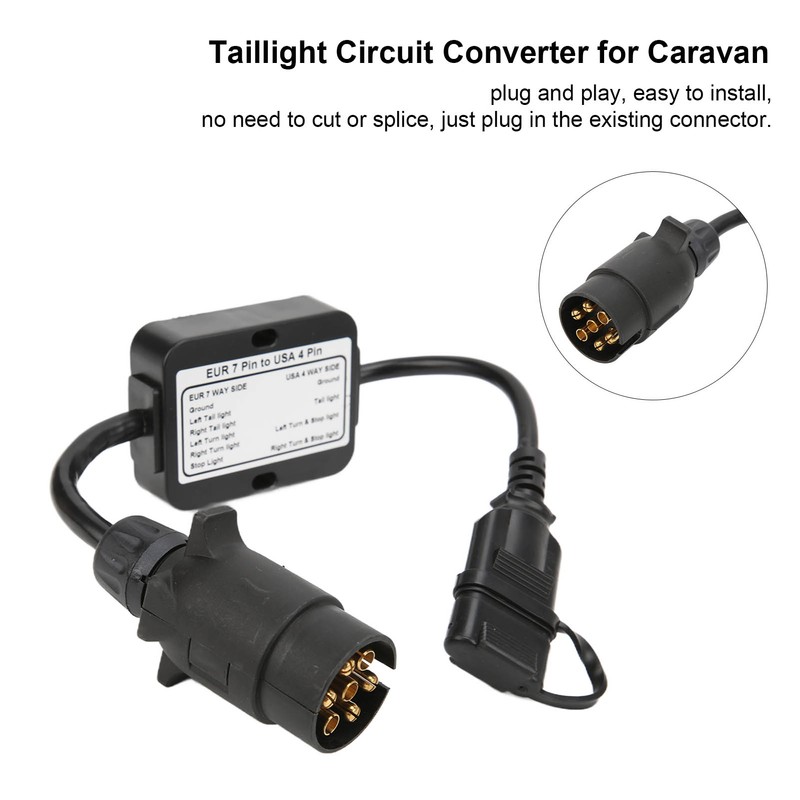 Trailer Connector European 7 Pin to American 4 Pin Taillight