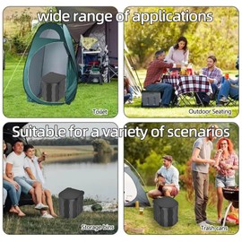 Portable Foldable Travel Toilet with 12 Packs of Waste Solidifier & 20 Disposable Clean-Up Bags – Compact, Lightweight, and Hygienic Solution for Camping, Hiking, and Emergency Use（Black）