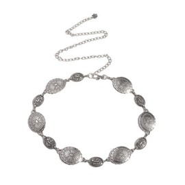 EMOTTOS Concho Women's Chain Belt, Adjustable Metal Hip Chain Western Cowboy Cowgirl for Women, Exquisite Boho Belt for Jeans Dress, A-Silver