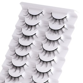 10 Pairs False Eyelashes, Natural Look Short Eyelashes, Cat Eyes, Faint Faux Mink Lashes, Soft 3D Fake Eyelashes (7030)