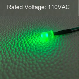 Gebildet 50pcs 110VAC 5mm Green LED Lights Emitting Diodes, Prewired 7.9 Inch V LED Light Diffused Colored Lens Small LED