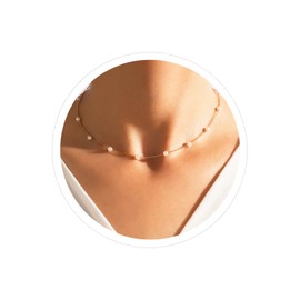 ANGLEQUEEN Pearl Necklaces for Women Elegant Pearl Choker Necklaces Faux Pearl Strands Beads Necklaces Layered Imitation Pearl Necklaces Hollow Heart Pendant Necklaces Jewelry Present