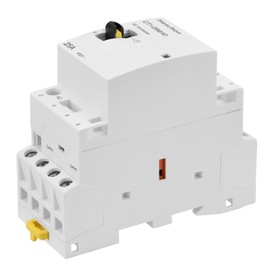 Heschen Modular Household AC Contactor, CT1-25M/40, 25A, 4 Pole, 4NO, Four Normally Open; 220VAC Coils, 35mm DIN Rail Mounting, with Manual Control Switch