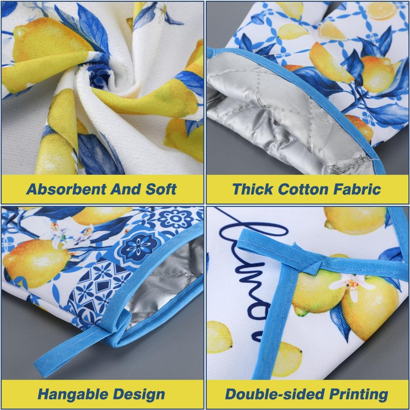 FoldTier 6 Pcs Capri Lemon Kitchen Decoration Set Blue Lemons