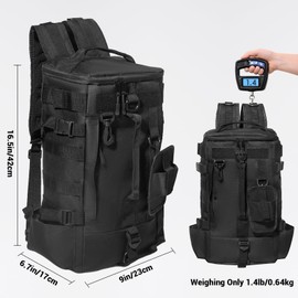 kokkoya Small Fishing Bag Tackle Backpack with Rod Holder 16L Lightweight Backpack for Fishing Hiking Kayaking Outdoor Gear Storage for Men (Black)