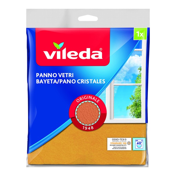 Vileda Classic and Traditional Glass Cloth, Cleans Deeply Without Leaving Streaks and Fluff