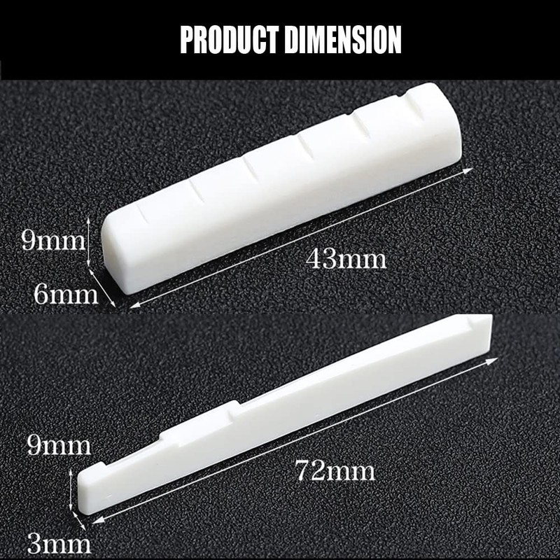 6 String Acoustic Guitar Bone Bridge Saddle and Nut Real