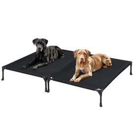 Veehoo 2 Pack Raised Dog Bed, Cooling Elevated Dog Bed, Portable Pet Cot with Washable & Breathable Mesh, No-Slip Feet, Durable Dog Cots Beds for Large Dogs, 42" x 30", Black, CWC1803-L